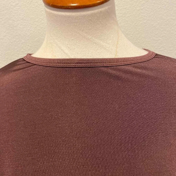Roamans Womens asymmetrical Tunic Top Sz 14/16 Brown Stretch Slinky - Picture 5 of 6